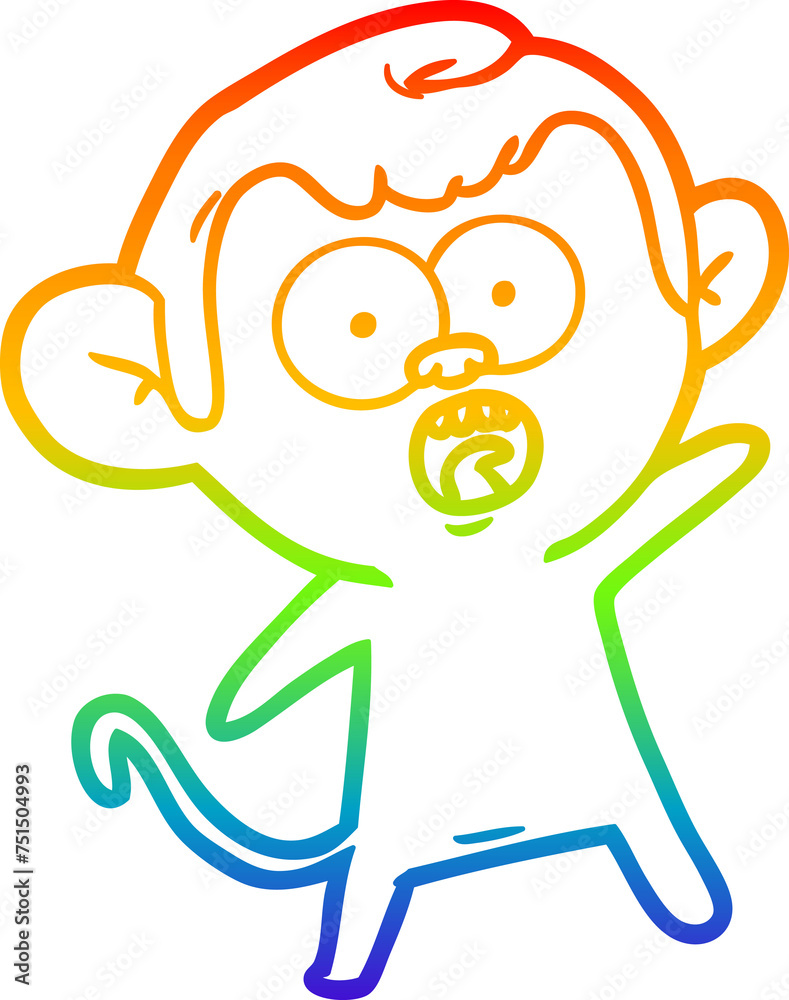 rainbow gradient line drawing cartoon shocked monkey rainbow gradient line drawing cartoon shocked monkey