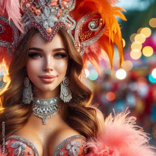 Portrait of a beautiful woman in a carnival costume
