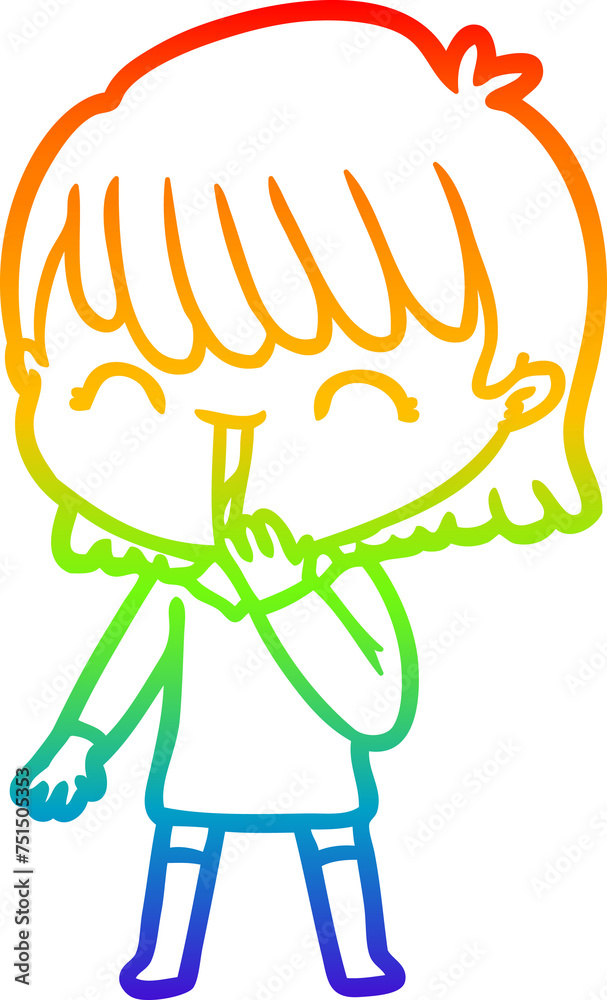 rainbow gradient line drawing cartoon woman