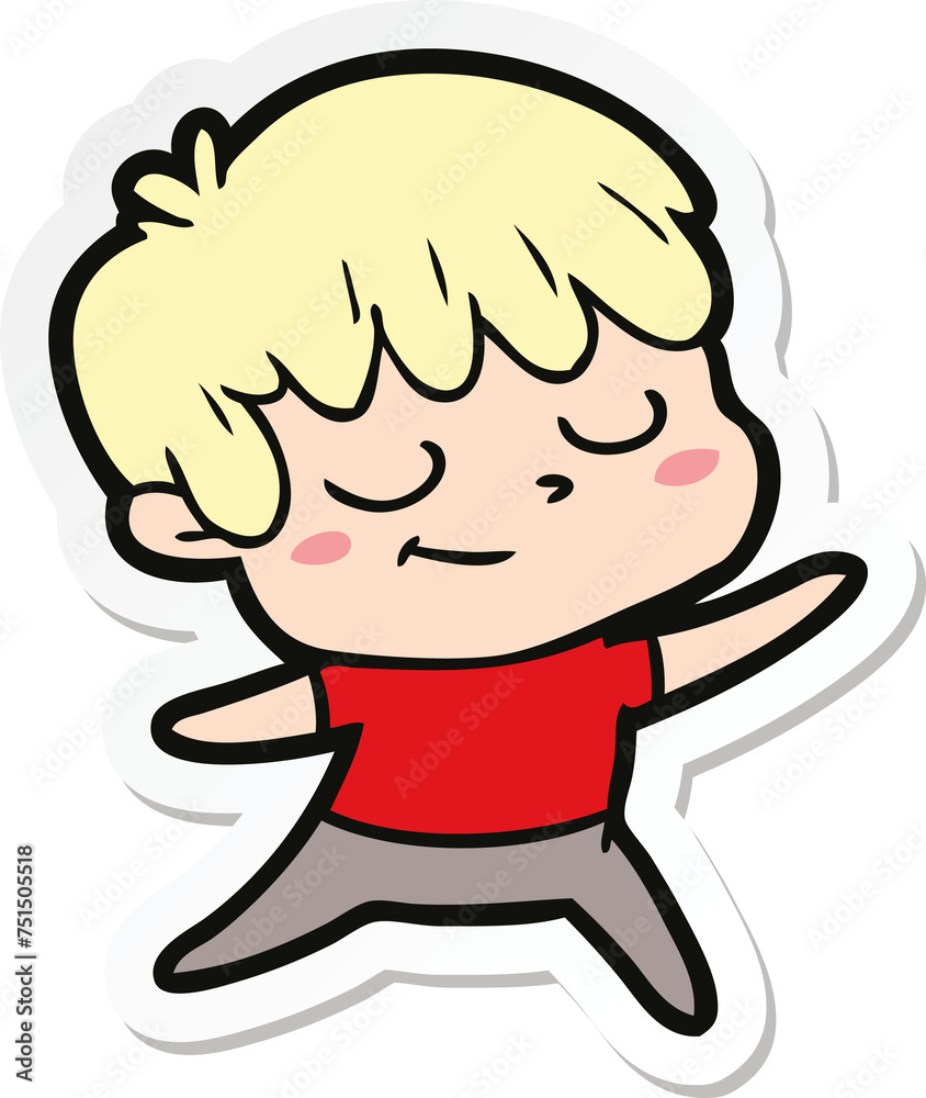 sticker of a cartoon happy boy sticker of a cartoon happy boy