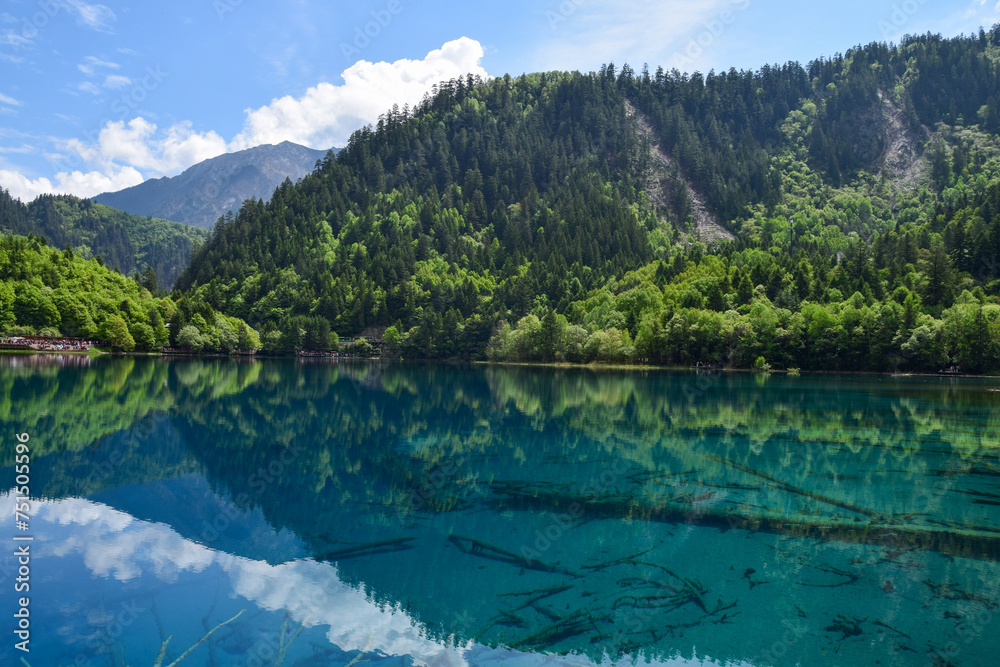 Fototapeta premium Jiuzhai Valley National Park Summer View in Sichuan Province, China
