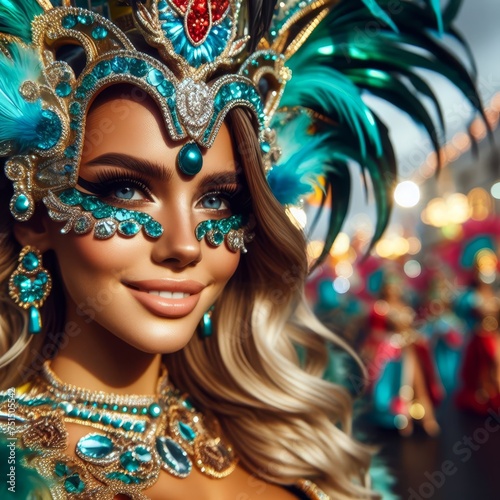 Portrait of a beautiful woman in a carnival costume