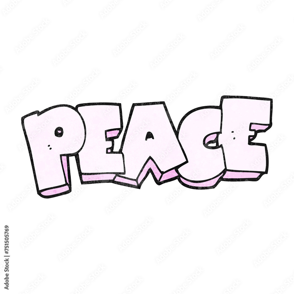 textured cartoon word peace