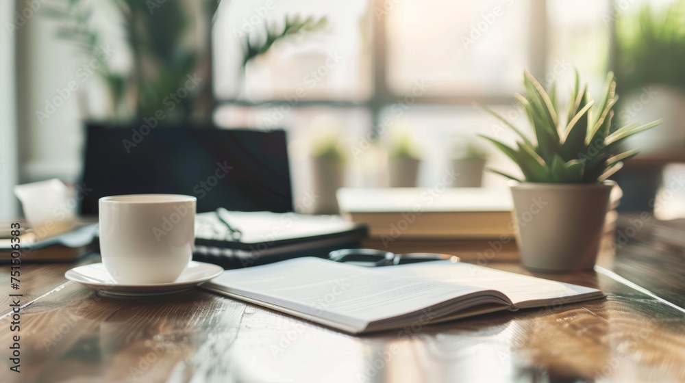 An open book lying on a rustic wooden table.