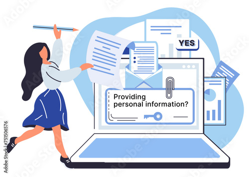 Personal information vector illustration. Secure storage is necessary to prevent unauthorized access to personal information The internet should be safe environment for users to share their personal