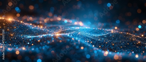 The concept of technology is represented by abstract connected dots on a bright blue background.