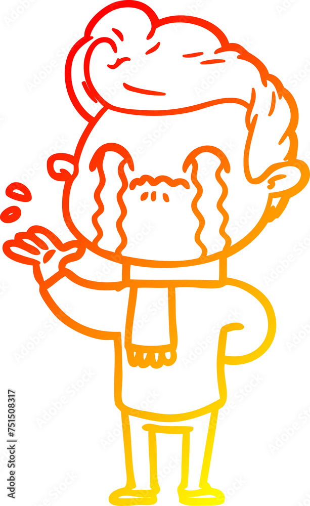 warm gradient line drawing cartoon man crying warm gradient line drawing cartoon man crying