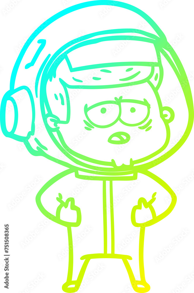 cold gradient line drawing cartoon tired astronaut cold gradient line drawing cartoon tired astronaut