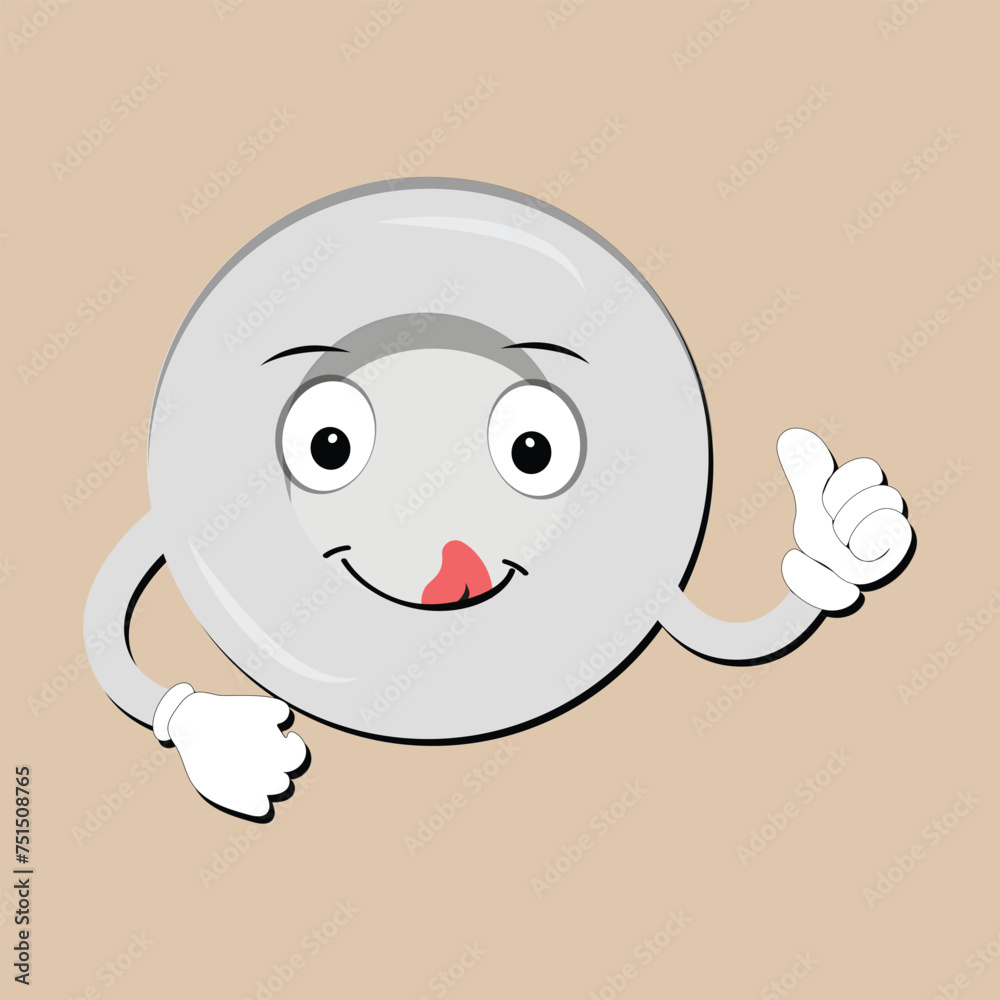 Plate cartoon character, with different expressions, happy mood, sad, angry, facial expressions, with different emotions