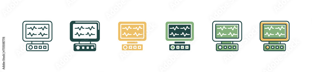 cardiogram heartbeat monitoring machine icon set heart pulse medical cardiology health care vector illustration cardiogram heartbeat monitoring machine icon set heart pulse medical cardiology health care vector illustration