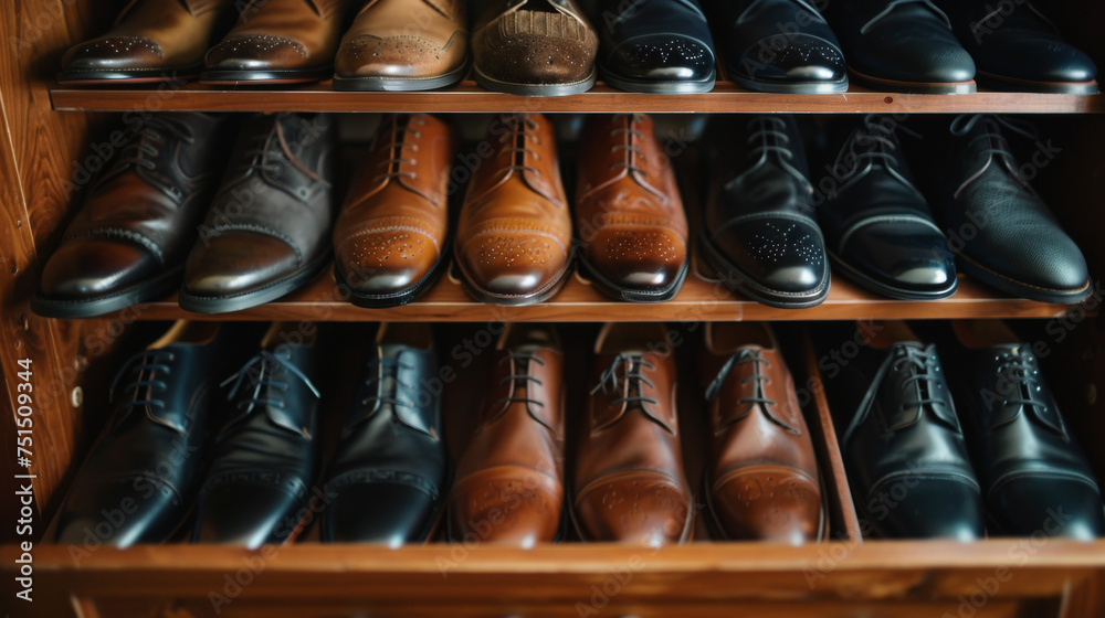 custom made wallpaper toronto digitalA collection of black and brown leather shoes sits neatly in a drawer