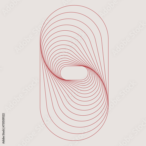 Fototapeta Naklejka Na Ścianę i Meble -  illustration of red dynamic ovals on the beige background