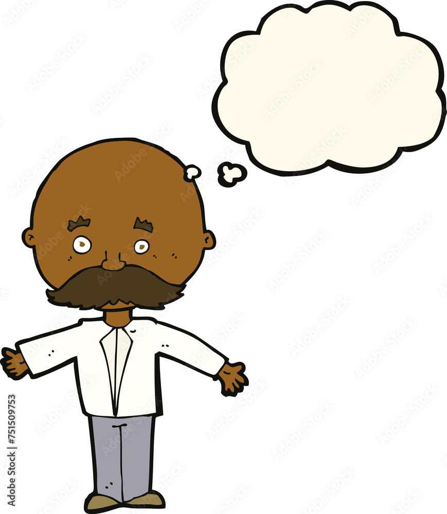 cartoon man with mustache with thought bubble cartoon man with mustache with thought bubble