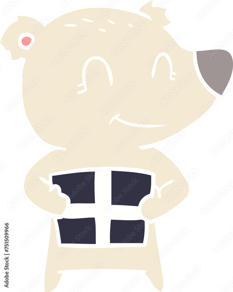 christmas polar bear flat color style cartoon