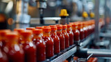 Bottled ketchup production line in a standard factory