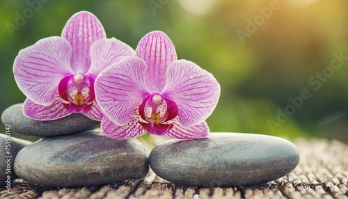 pink orchid on stones