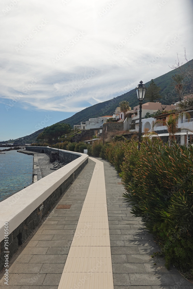 A promenade in Santa Marina Salina, the Aeolian islands, Italy	