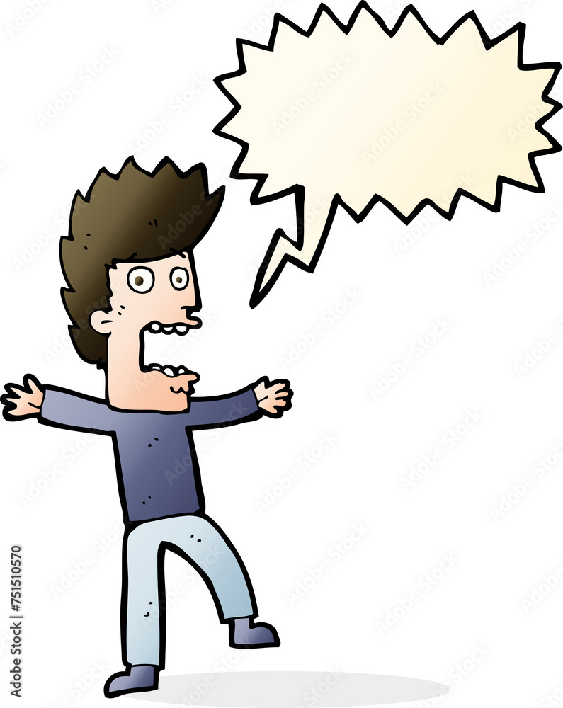cartoon terrified man with speech bubble cartoon terrified man with speech bubble