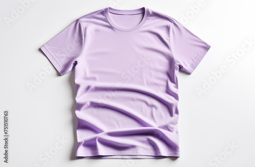 Purple T-Shirt Mockup on White Background with Clipping Path