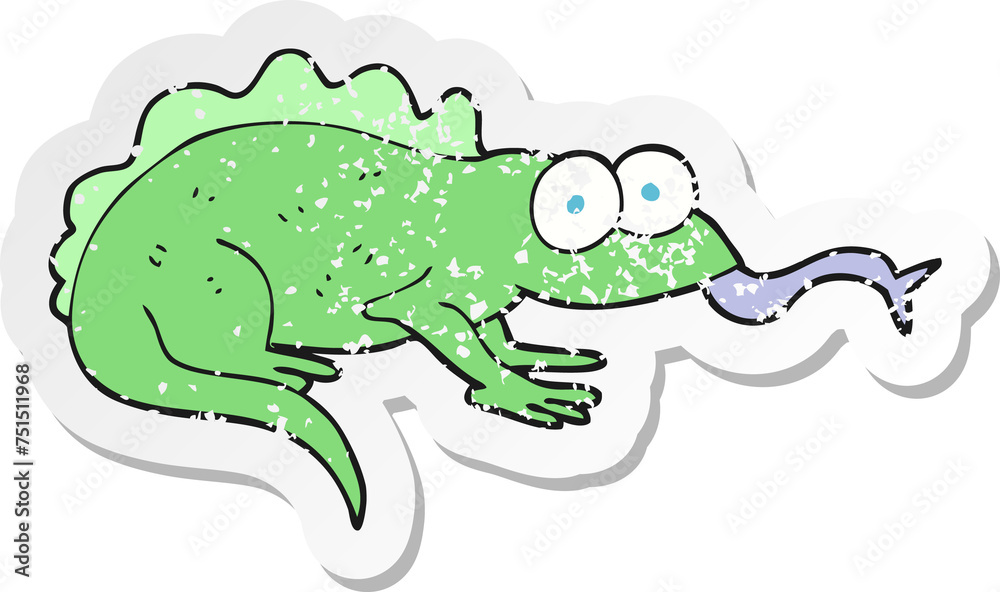 retro distressed sticker of a cartoon lizard retro distressed sticker of a cartoon lizard
