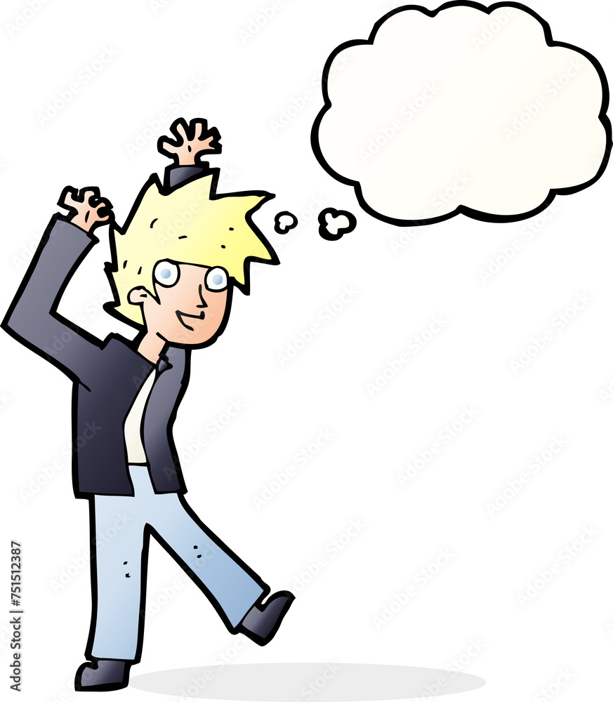 cartoon excited boy with thought bubble cartoon excited boy with thought bubble