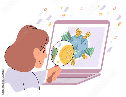 Global economy vector illustration. Success in global finance hinges on savvy investment strategies and technological prowess Currency values dance in rhythm international market, shaping global