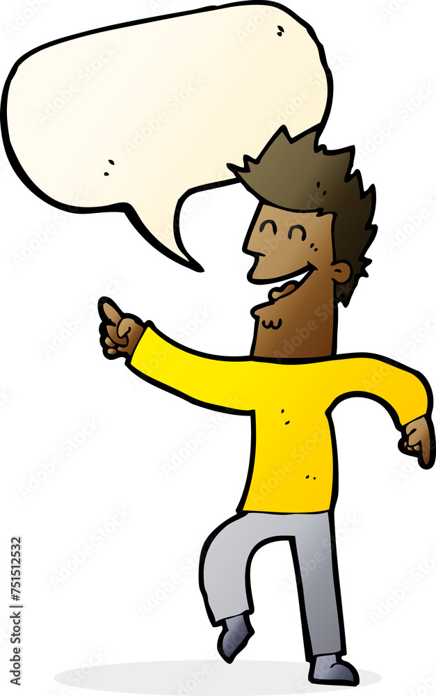 cartoon man pointing and laughing with speech bubble