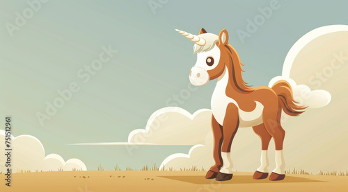 Horse, illustration and digital art of an animal isolated on a background for poster, post card or printing. Cute, creative and drawing of a cartoon character for wallpaper, canvas and decoration