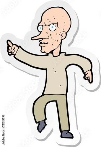 sticker of a cartoon angry old man