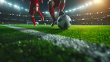 Soccer players in action at stadium. Football Concept. generative ai