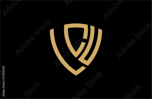 LCU creative letter shield logo design vector icon illustration