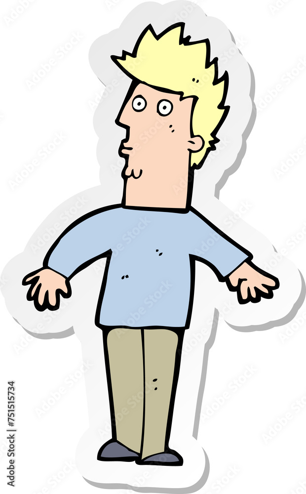 sticker of a cartoon surprised man sticker of a cartoon surprised man