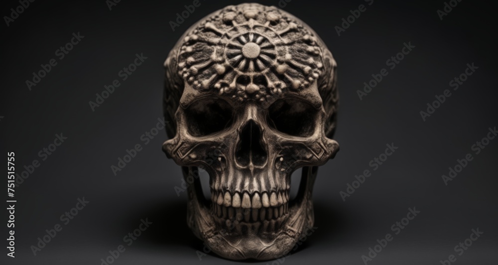  Eerie Skull Sculpture with Detailed Design