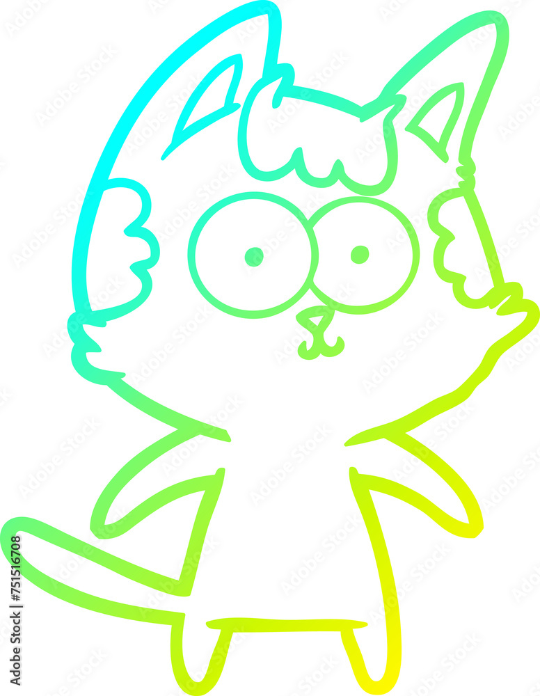 cold gradient line drawing happy cartoon cat cold gradient line drawing happy cartoon cat