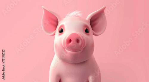 Pig  illustration and digital art of an animal isolated on a background for poster  post card or printing. Cute  creative and drawing of a cartoon character for wallpaper  canvas and decoration
