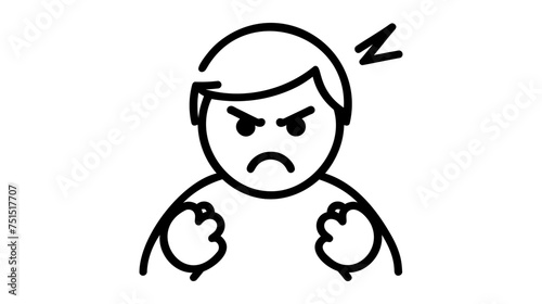 Illustration of an angry man. Feeling anger. Simple style vector illustration on white background