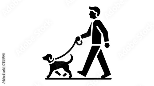 Walking man with a dog vector icon on white background