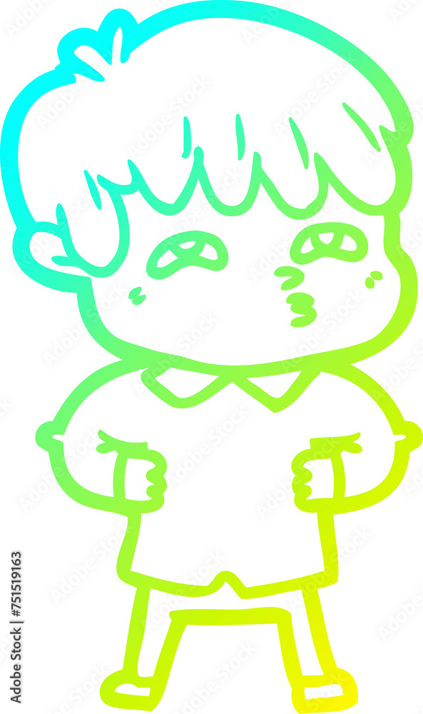 cold gradient line drawing cartoon curious man cold gradient line drawing cartoon curious man