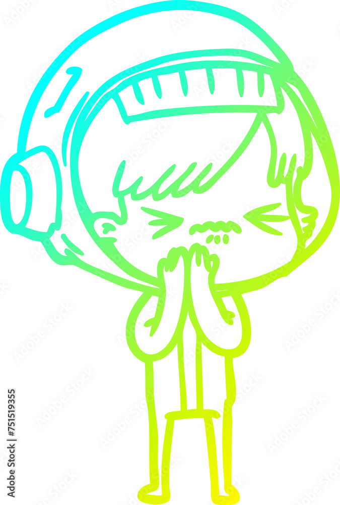 cold gradient line drawing angry cartoon space girl cold gradient line drawing angry cartoon space girl