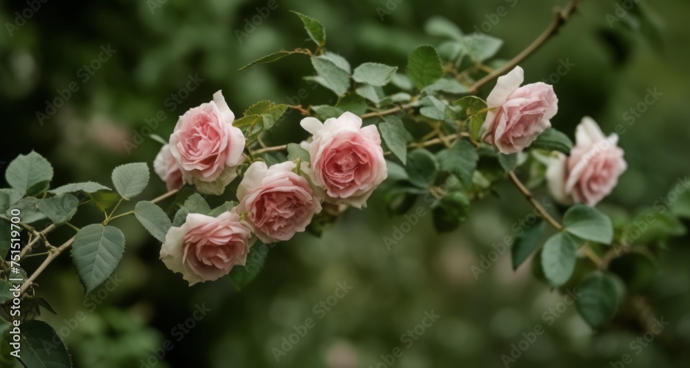  Blooming beauty - A close-up of pink roses in full bloom