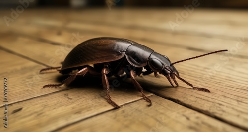  A close-up of a beetle on a wooden surface © vivekFx