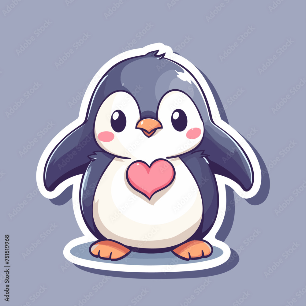 Obraz premium Cute penguin illustration for kids. adorable animal clipart for children Vector flat cartoon illustration Animal character for kids sticker isolated