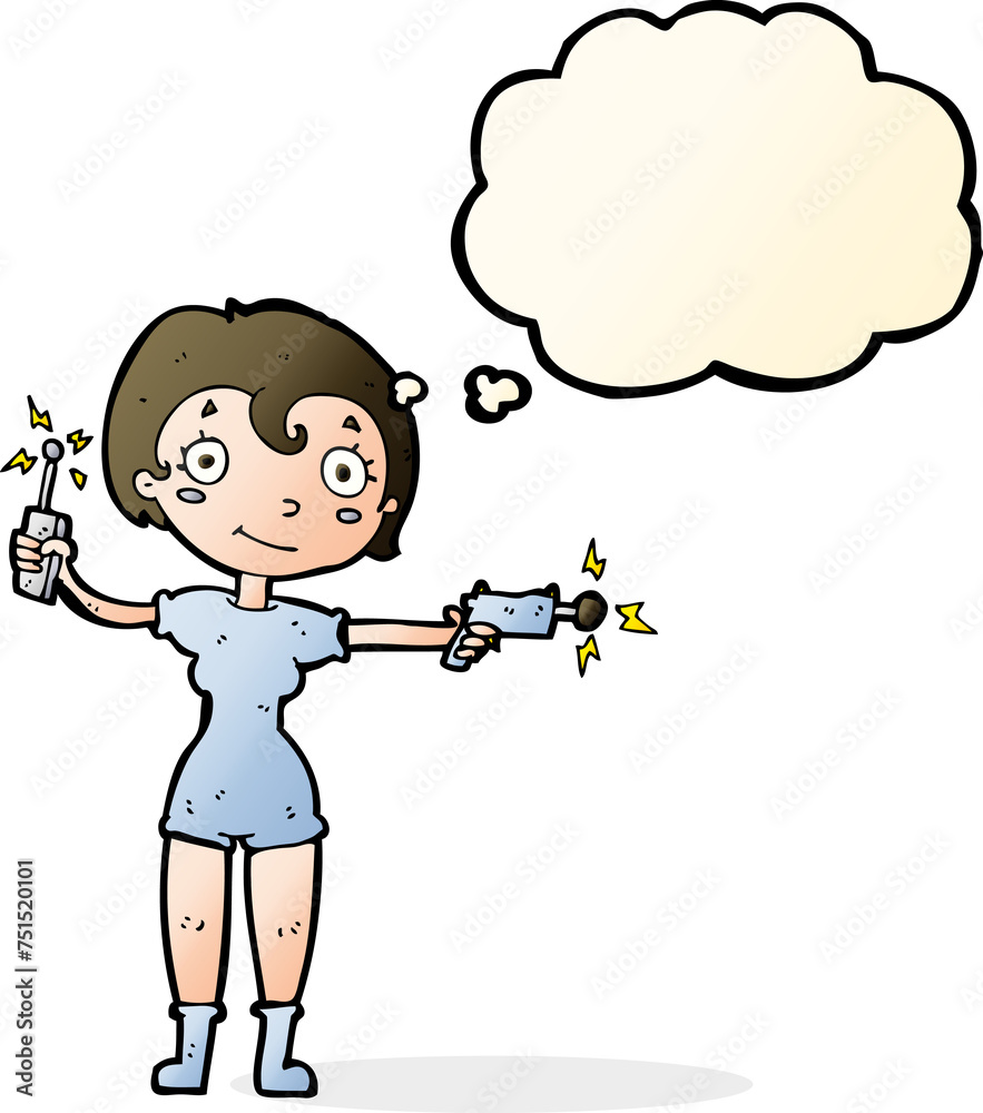 cartoon future space girl with thought bubble cartoon future space girl with thought bubble