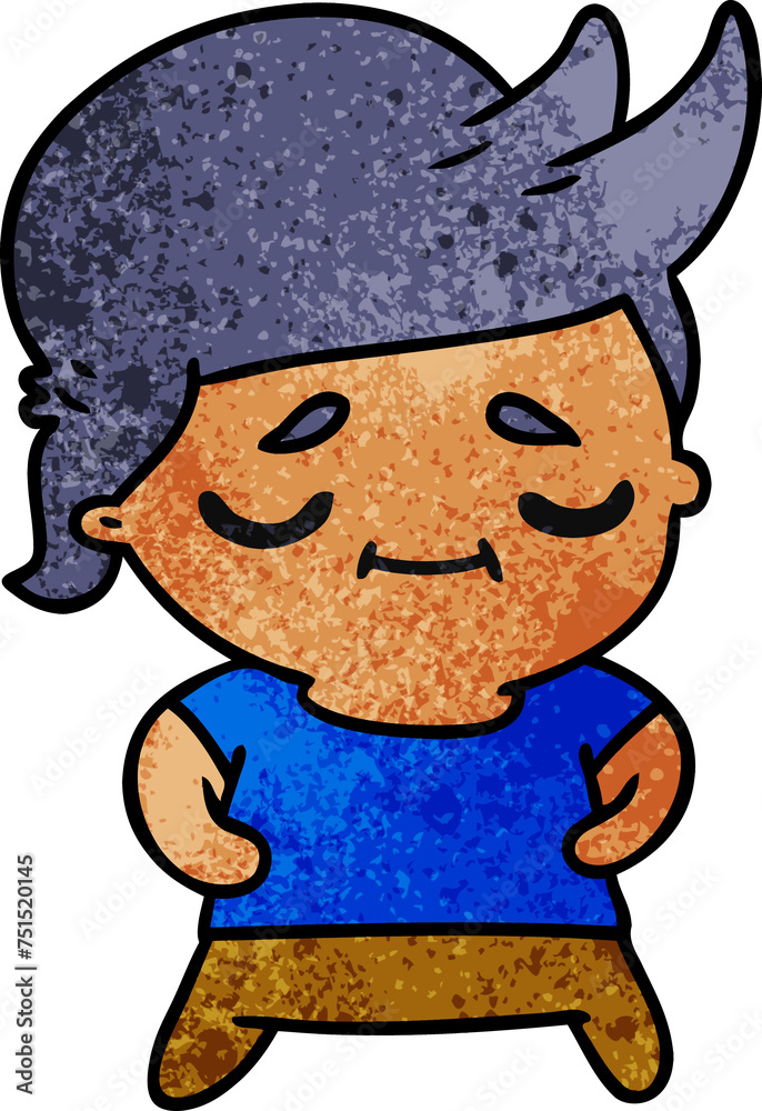 textured cartoon of kawaii cute grey haired man textured cartoon of kawaii cute grey haired man