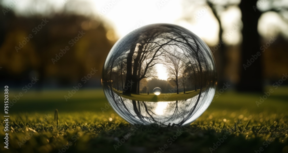  Reflection of serenity in a crystal globe