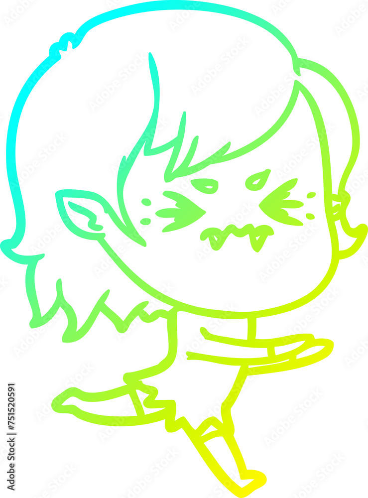 cold gradient line drawing annoyed cartoon vampire girl cold gradient line drawing annoyed cartoon vampire girl