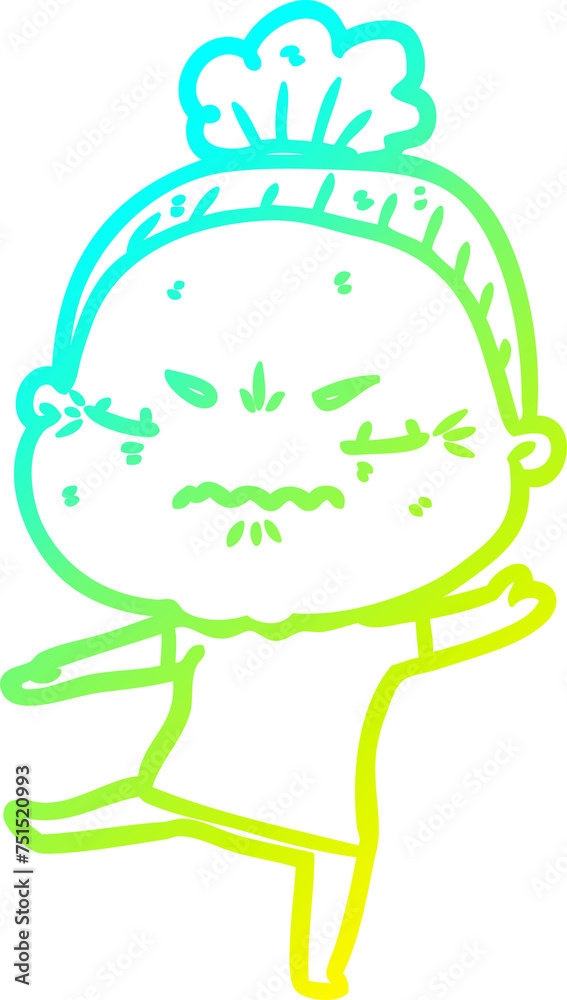cold gradient line drawing cartoon annoyed old lady cold gradient line drawing cartoon annoyed old lady