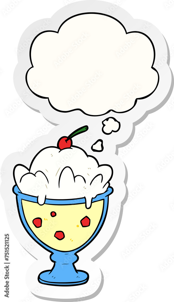 cartoon dessert and thought bubble as a printed sticker cartoon dessert and thought bubble as a printed sticker