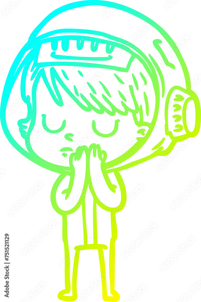 cold gradient line drawing cartoon astronaut woman cold gradient line drawing cartoon astronaut woman