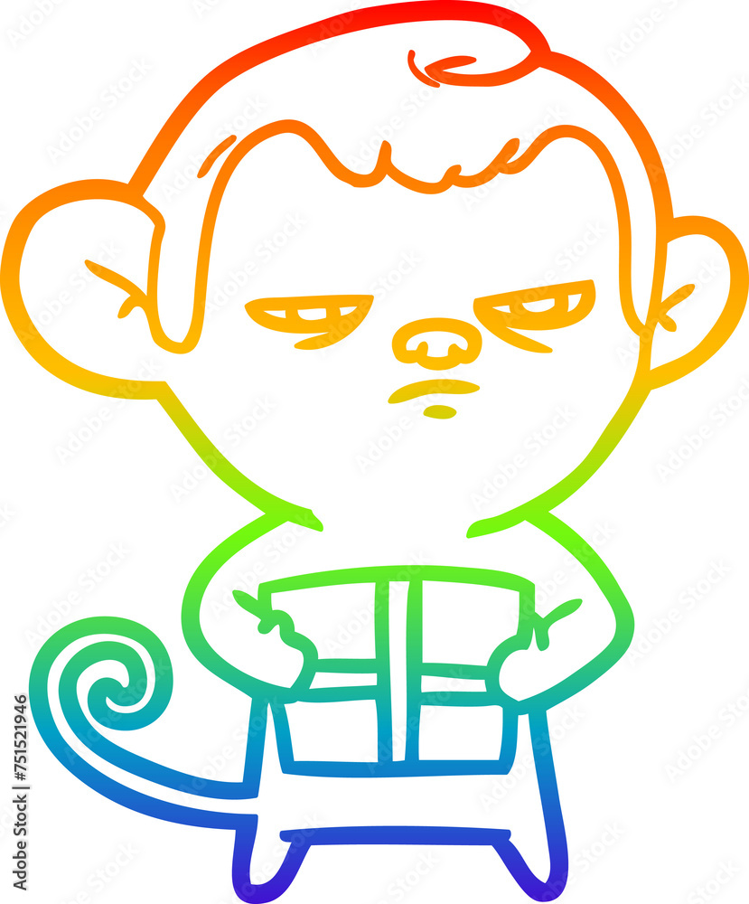 rainbow gradient line drawing cartoon monkey rainbow gradient line drawing cartoon monkey